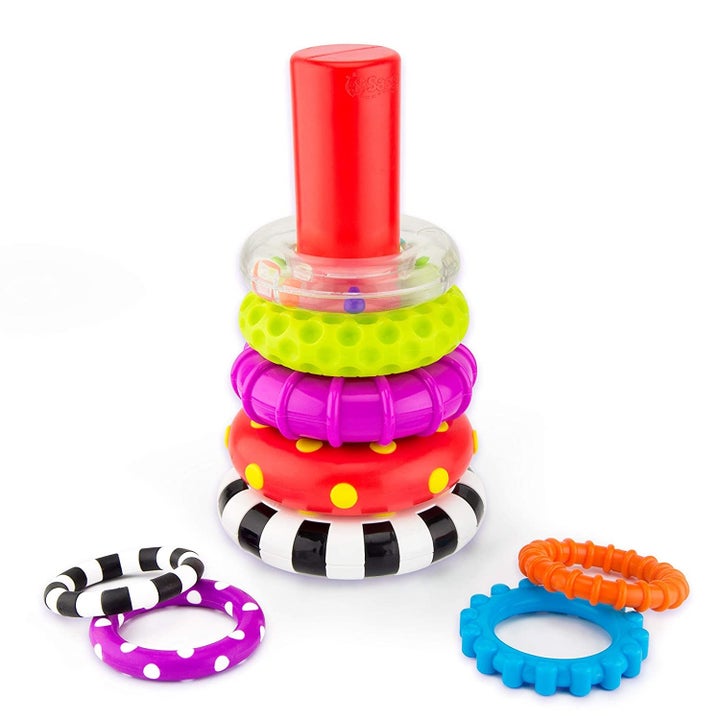 Stacking rings featuring different colors and designs