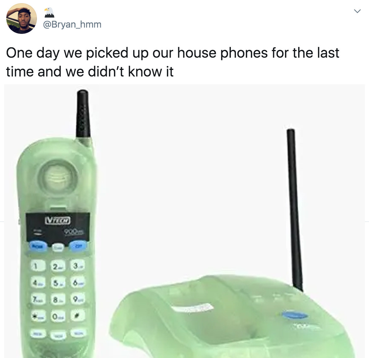 tweet reading one day we picked up our house phones for the last time and didn&#x27;t know it