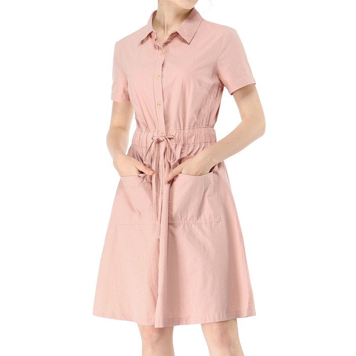 Model wearing the dress in pink 
