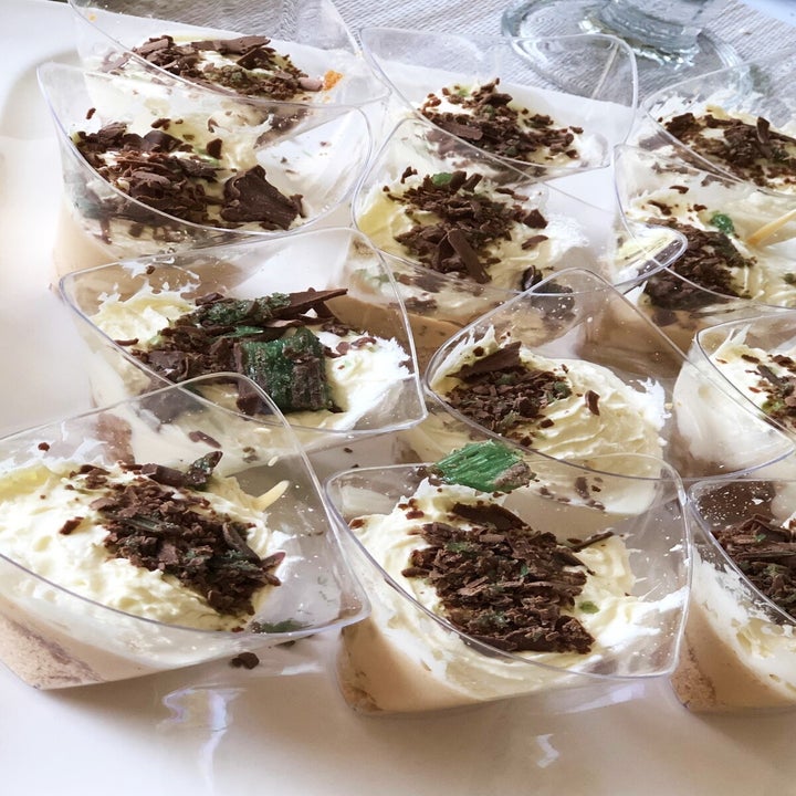 cups of creamy dessert topped iwth chocolate