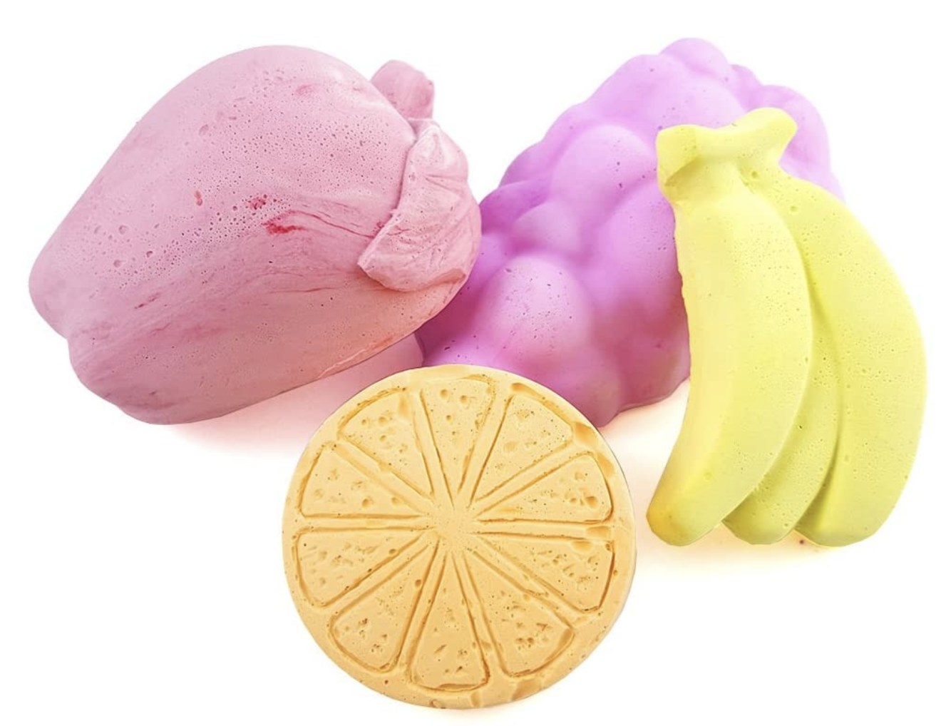 Pastel-colored fruit toys 