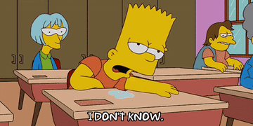 Bart Simpson drooling on a desk saying I don&#x27;t know in a classroom