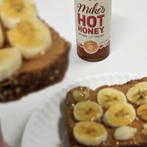 The honey drizzled on bananas 