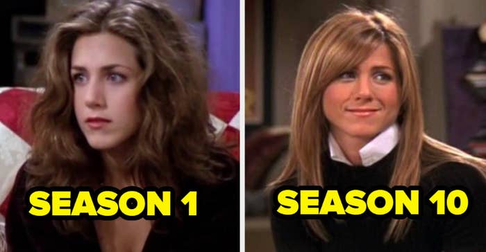 Rachel in Season 1 next to Rachel in Season 10