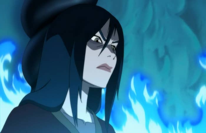 Azula surrounded by blue flame
