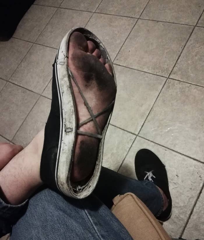 Vans shoes with the soles removed
