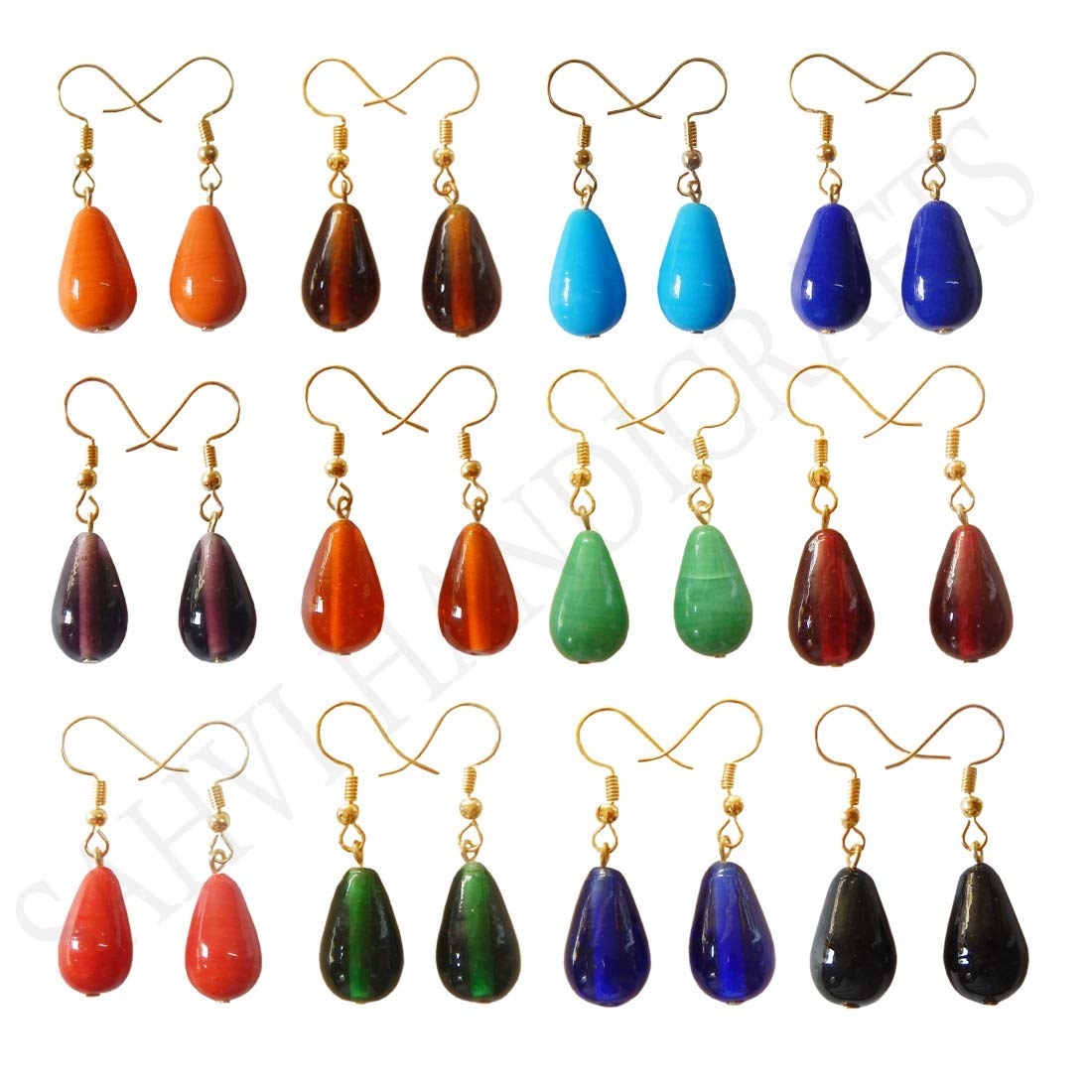 Small glass drop earrings in 12 different colours 