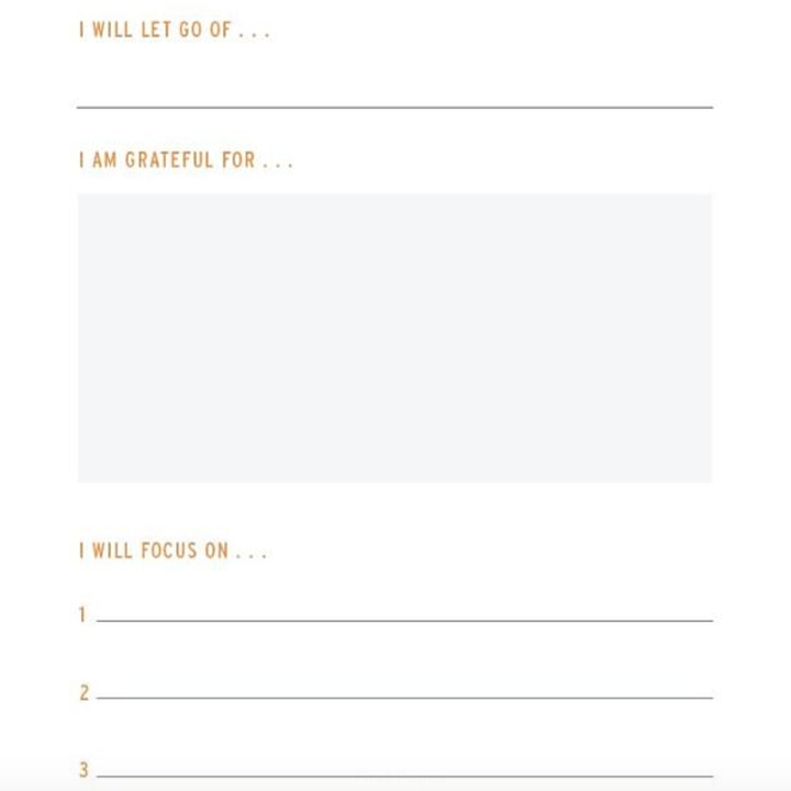 an example of a page from the journal, with prompts on what you're grateful for