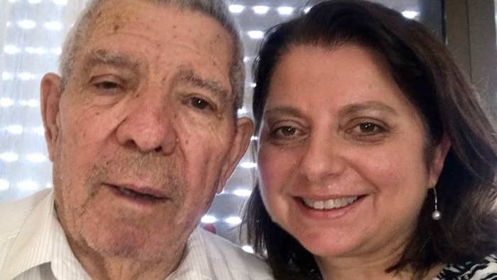 Natalia Southern and her father, Manuel, smile at the camera for a selfie.