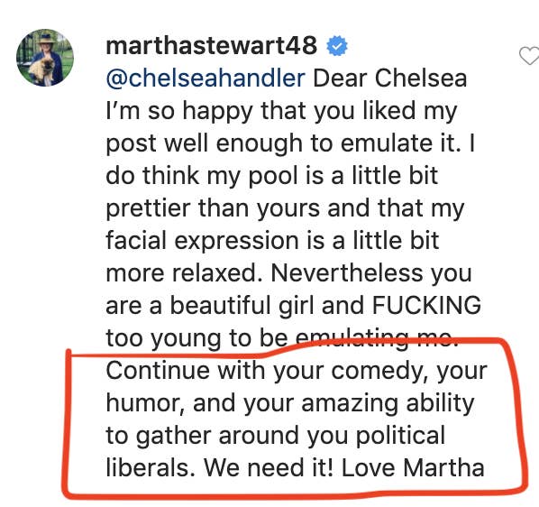 Martha Stewart S Comment On Chelsea Handler S Instagram