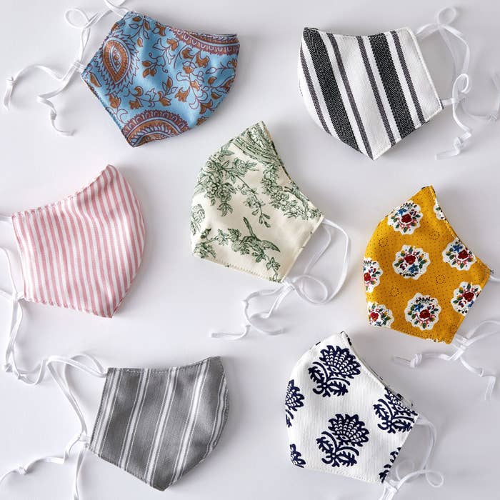 Patterned cotton face masks with adjustable strings