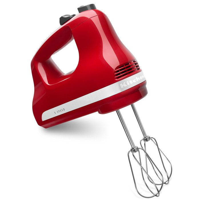 A red kitchenaid mixer 