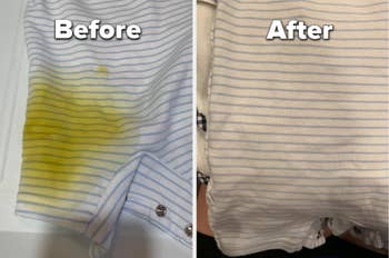 Before and after of soiled baby clothes treated with OxiClean