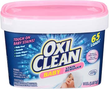 Pink topped packaging for baby OxiClean
