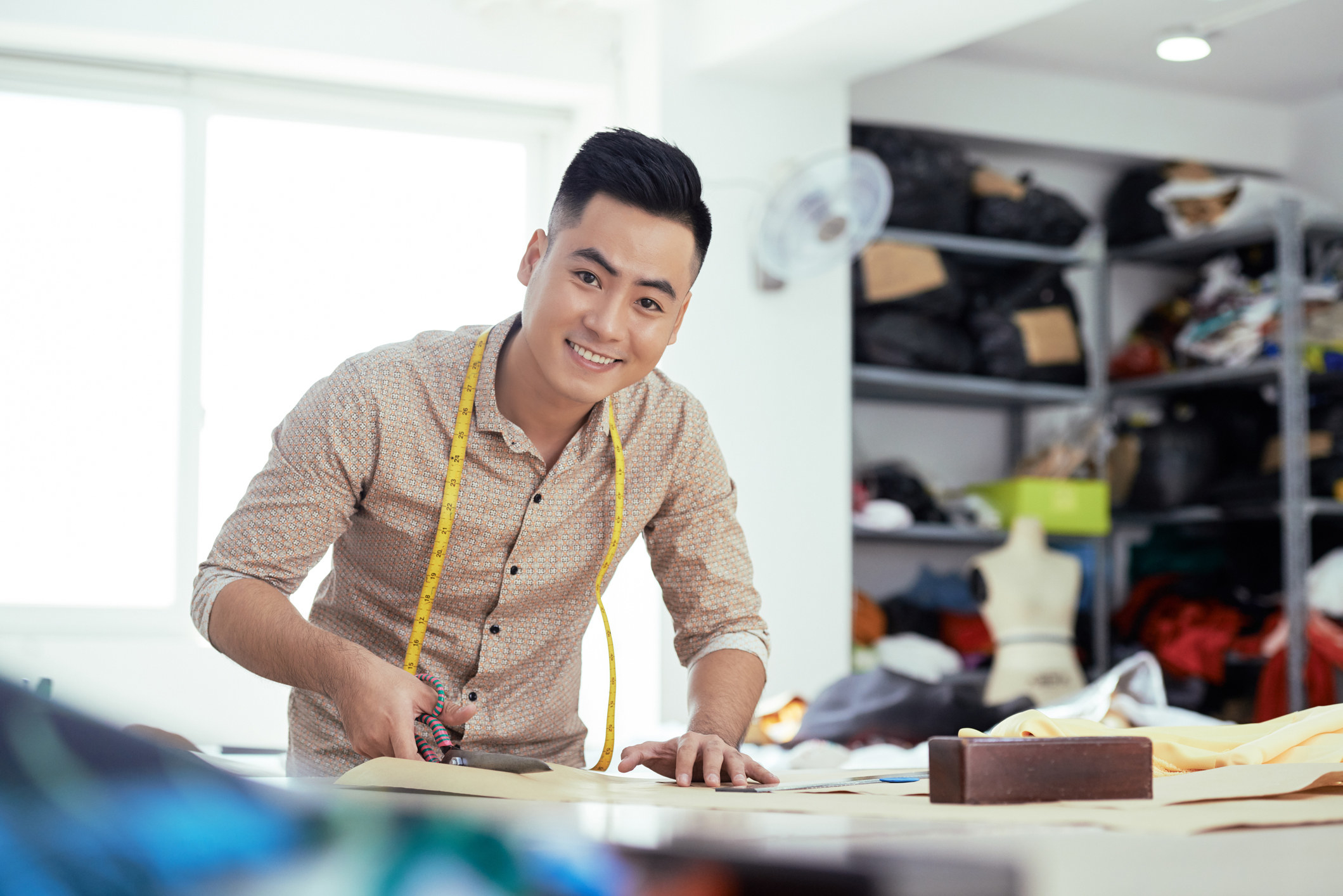 man sewing