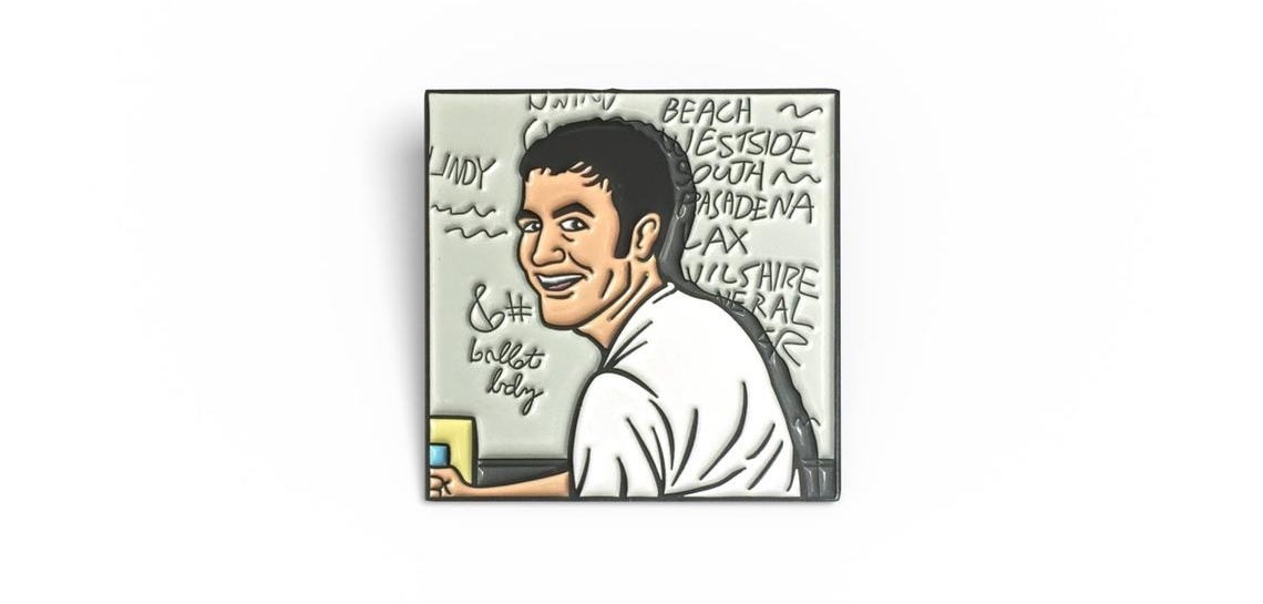 An enamel pin of Tom from MySpace