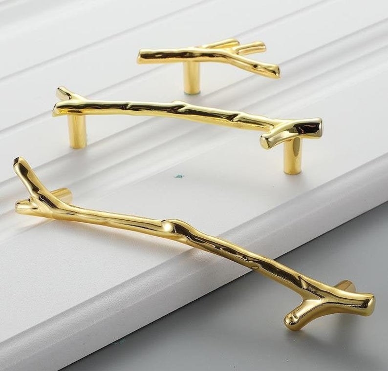 The Gold Branches Drawer Pull Handles in three sizes