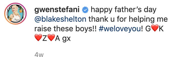 Gwen's caption "Thank you for helping me raise these boys! We love you."