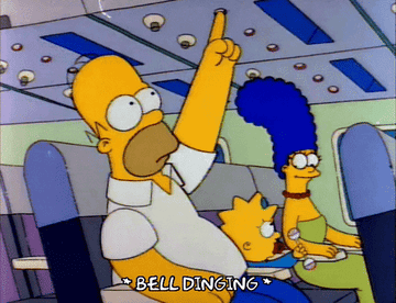 Homer pressing the light button in an airplane