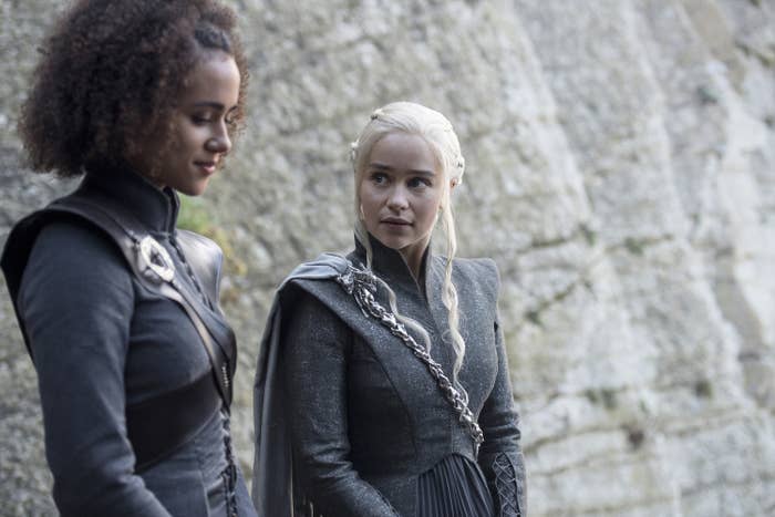 Daenerys Targaryen looks at Missandei