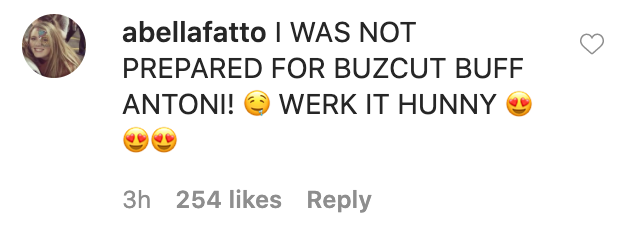 一个评论说:“我没有准备好让Buzzcut buff安东尼工作得很好”;