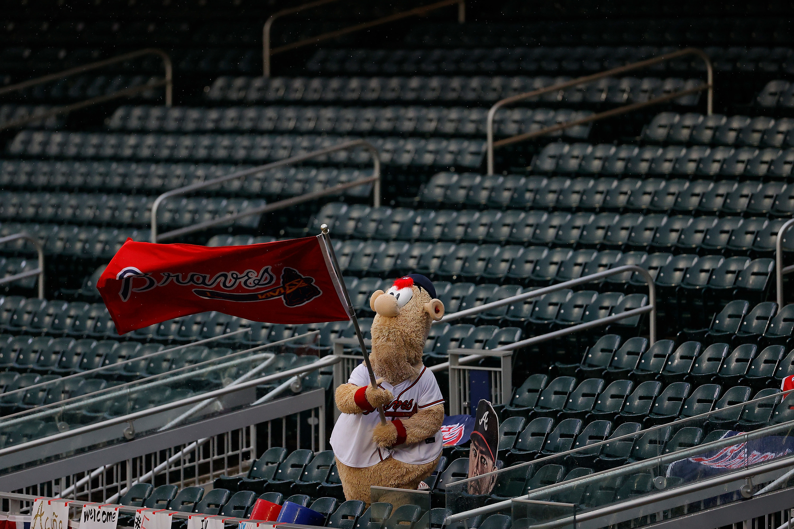 The lonesome life of a baseball mascot, isolated in the stands because of  COVID-19