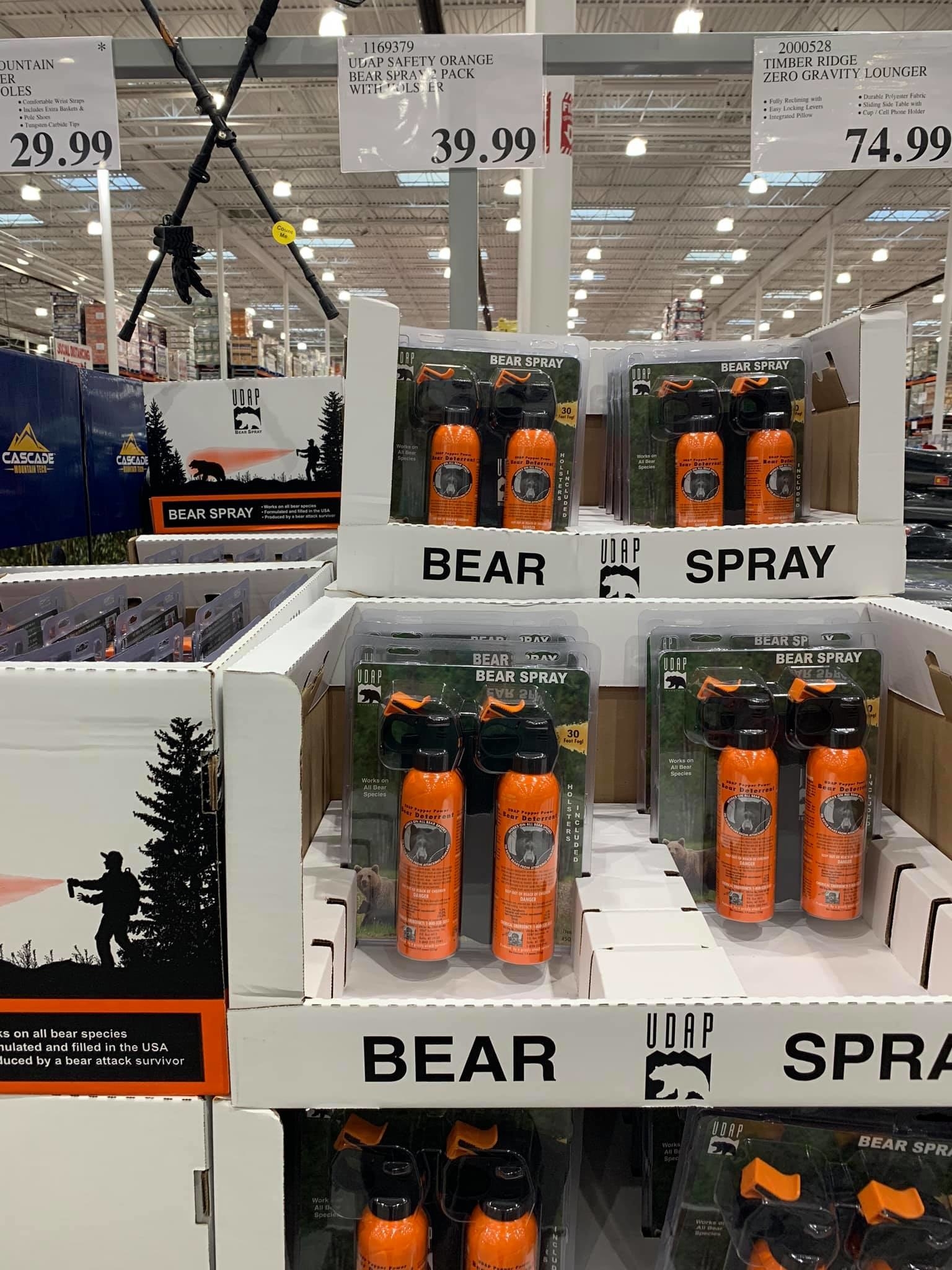 Cans of bear spray at Costco Alaska