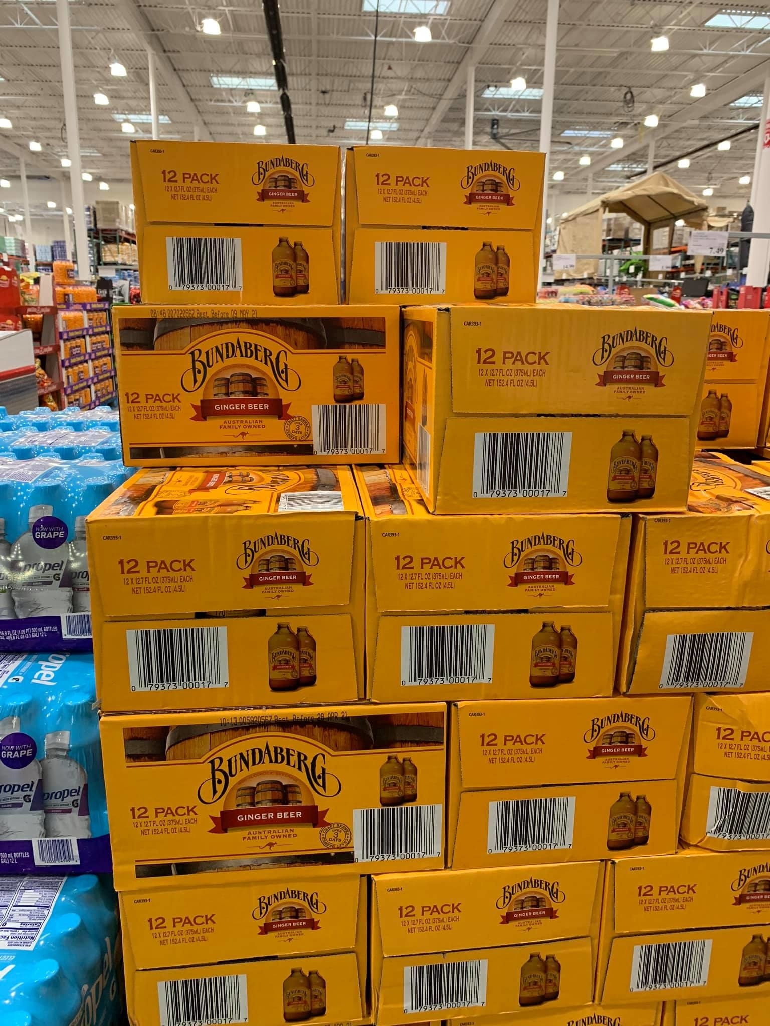 Cases of ginger beer at Costco Alaska