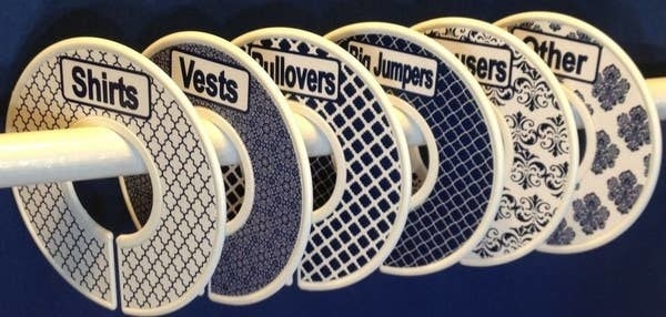 The circular clothing dividers with labels 