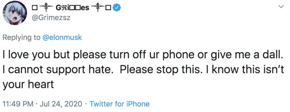 &quot;I love you but lease turn off ur phone and give me a call. I cannot support hate. Please stop this. I know this isn&#x27;t you heart