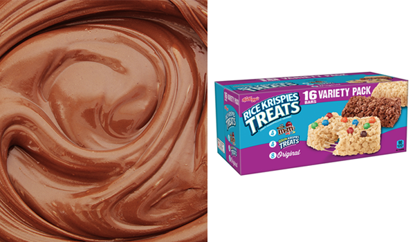 Swirl of Nutella; A box of Kellogg&#x27;s Rice Krispies Treats variety pack