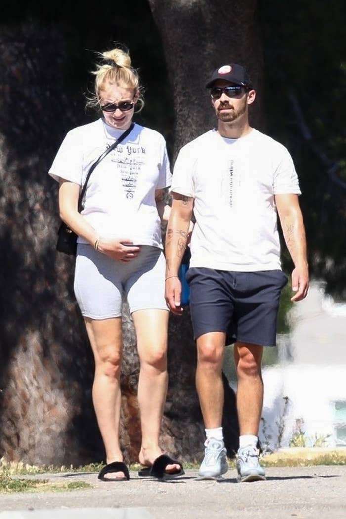 Pregnant Sophie walking with Joe