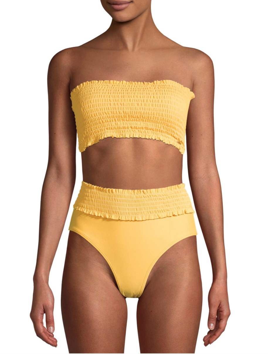 Model in a yellow bikini