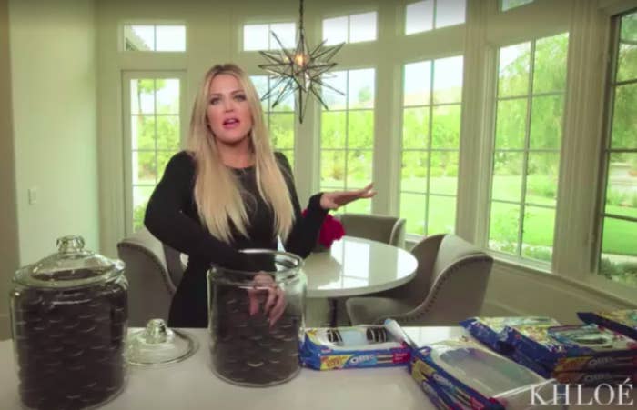 Khloe Kardashian in her home kitchen