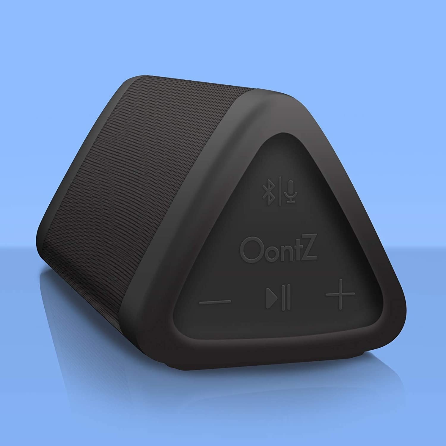 A black triangle-shaped Bluetooth speaker 