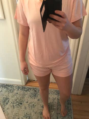 Reviewer wearing the PJs in pink
