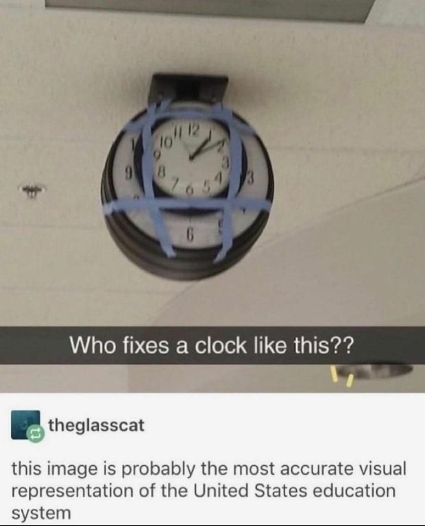 A picture of a clock taped to another clock