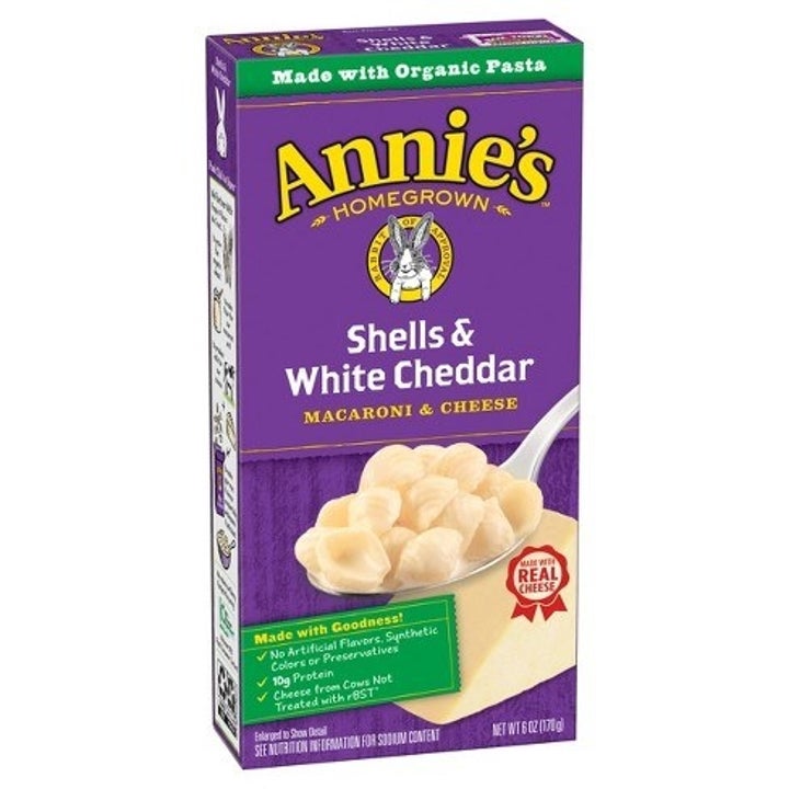 A box of Annie's white cheddar shells.