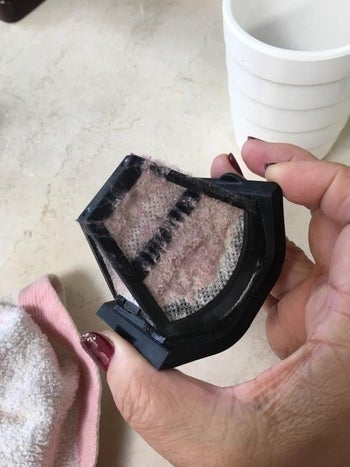 Reviewer's picture of the vacuum's filter filled with dust