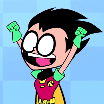 Robin from Teen Titans cheering