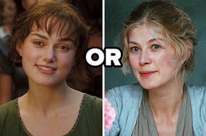Two images of Elizabeth Bennet and Jane Bennet from Pride and Prejudice