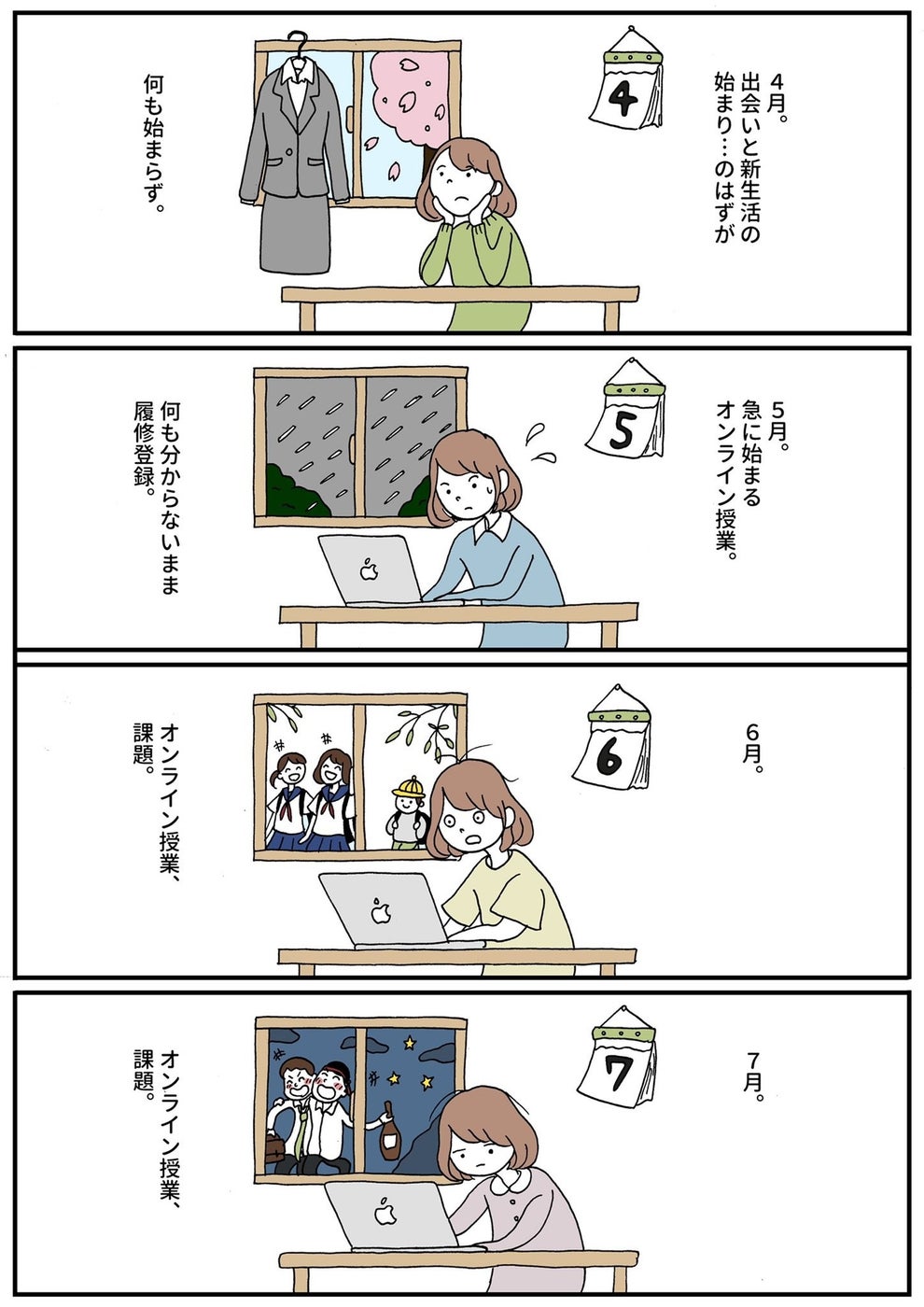 いま 大学1年生が感じている辛さがわかる漫画があります 描かれた4ページの中身