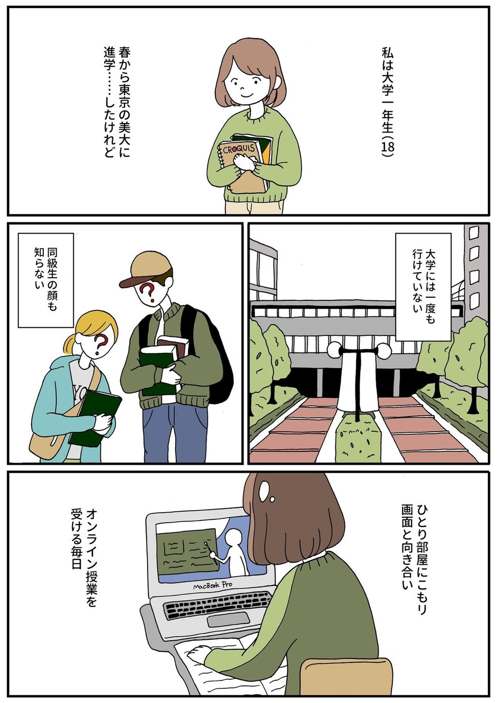 いま 大学1年生が感じている辛さがわかる漫画があります 描かれた4ページの中身