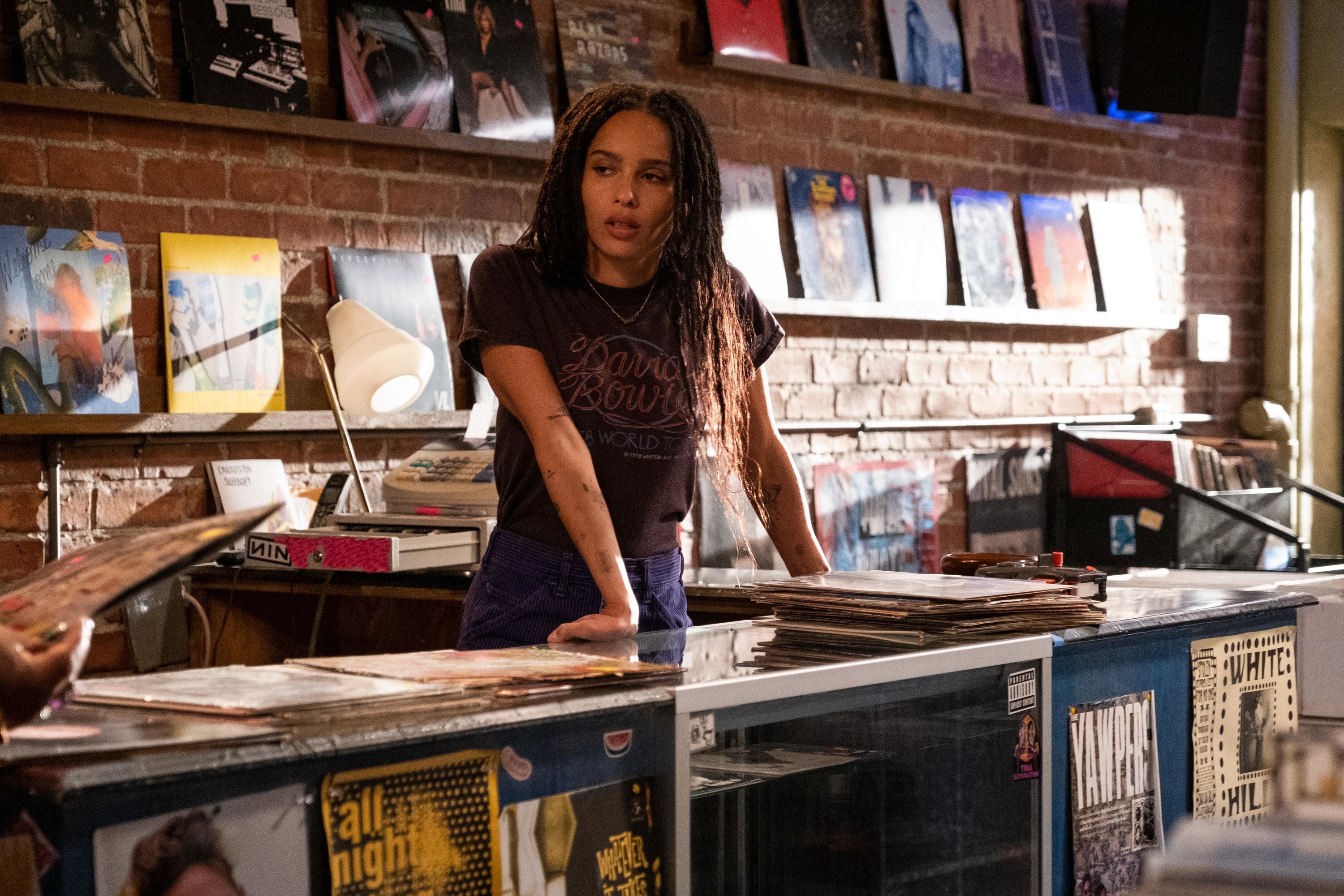 Zoë Kravitz as Rob in her record store in High Fidelity