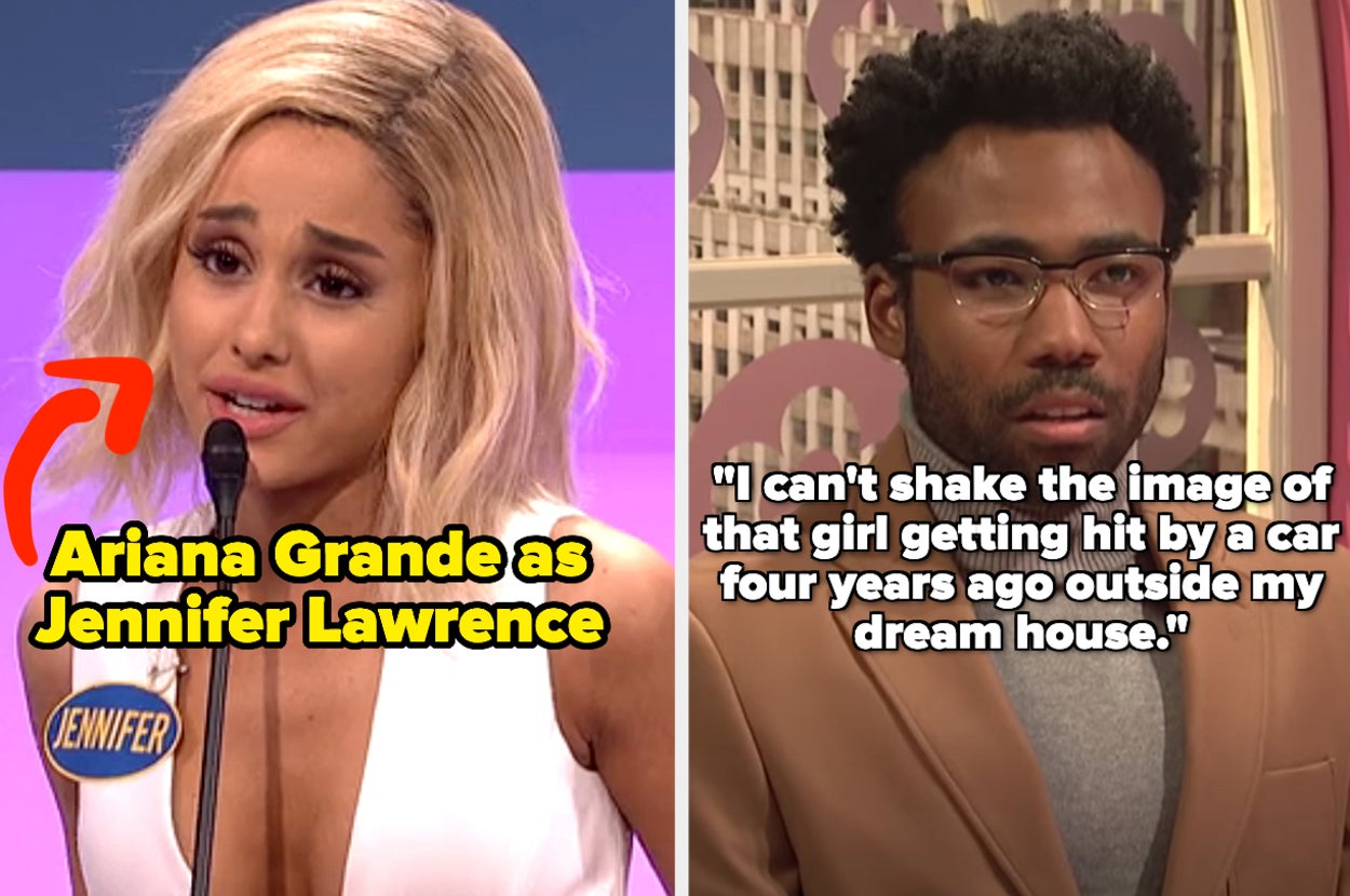 Ariana Grande impersonating Jennifer Lawrence; Donald Glover acting as a twentysomething creating Instagram captions for Barbie's Instagram account