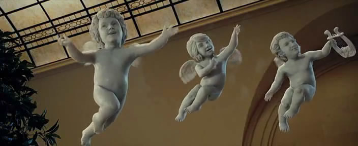 The Brothers as cherubs in the film