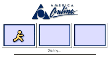 A GIF of the &#x27;90s AOL dial-up page.