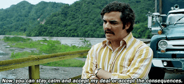 Pablo Escobar making a drug deal in &quot;Narcos.&quot; 