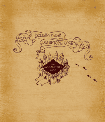 A gif of the marauders map with the slogan &quot;I solemnly swear I am up to no good&quot;