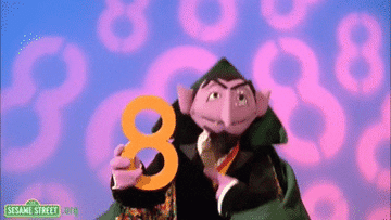The count dances around with the number eight